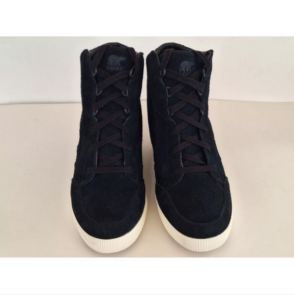 US8.5 Sorel Out N About II Wedge Suede Ankle Boots Black Waterproof - Picture 6 of 13